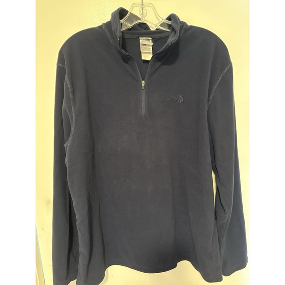 The North Face Men's Quarter Zip Fleece Jacket Blue SZ L Collared Sweatshirt - Picture 1 of 3